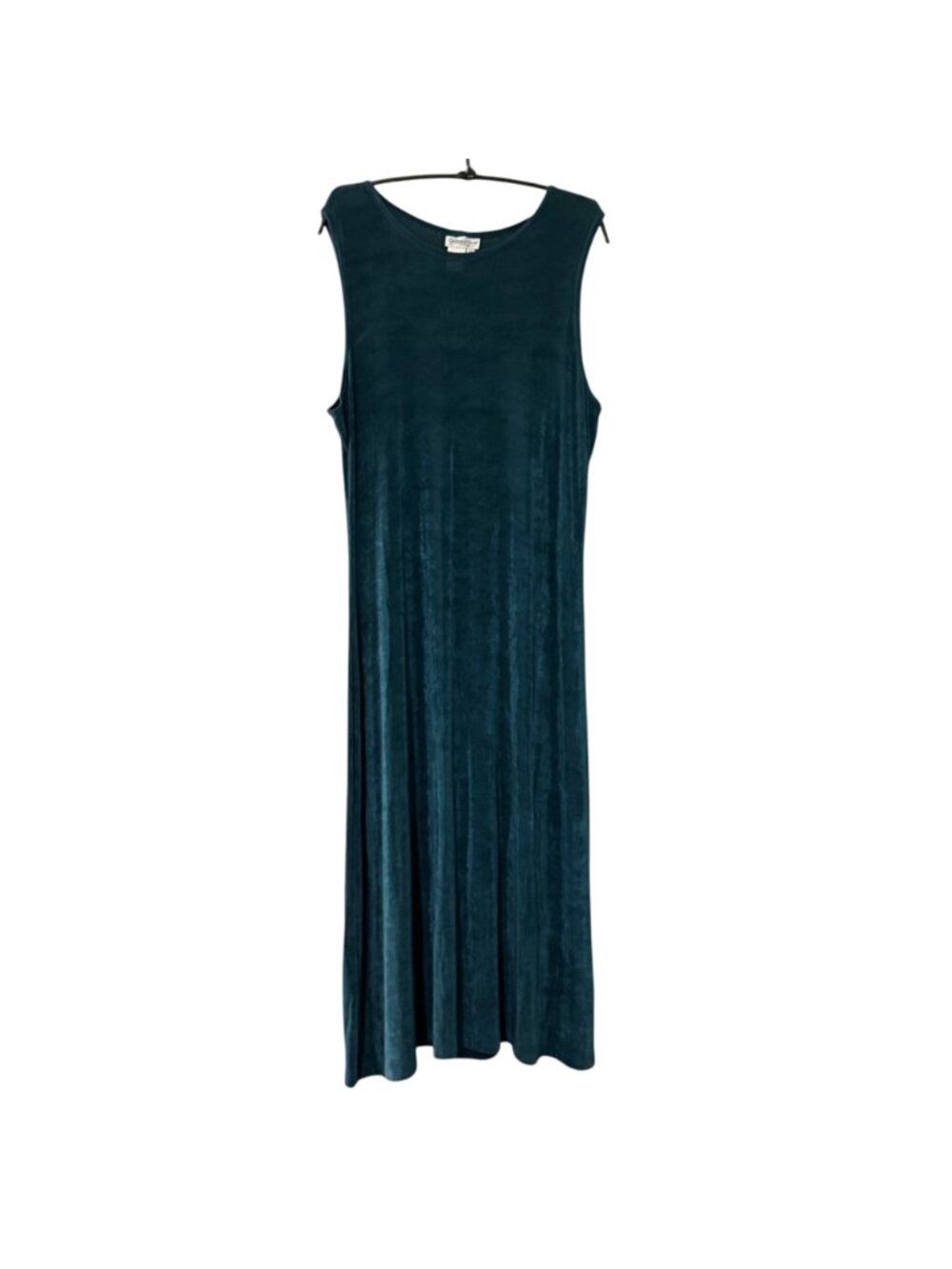 Vtg Coldwater Creek Slinky Travel Knit Maxi Dress PL Green Stretch Minimalist - Picture 2 of 11